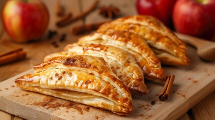 Flaky apple turnover with cinnamon