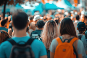 Fototapeta premium large crowd of people attending outdoor event, enjoying atmosphere