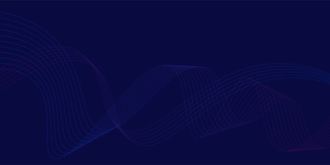 Dark blue abstract background. Futuristic technology line background with wavy light effect. eps10