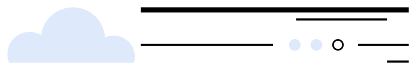 Blue cloud icon with black horizontal lines representing a search bar and two dots with a circle indicating loading. Ideal for web design, app interfaces, cloud storage, loading icons, search