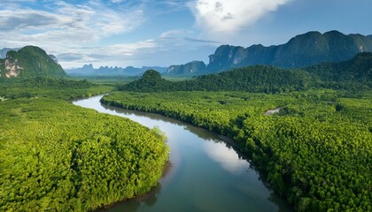 Beyond the Canopy: A River Carving Through Verdant Mountains