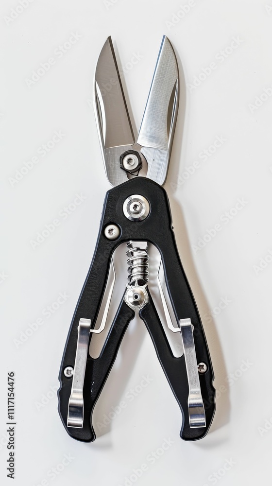 Poster a compact multi-tool featuring sharp scissors and a sturdy handle, ideal for versatile cutting tasks