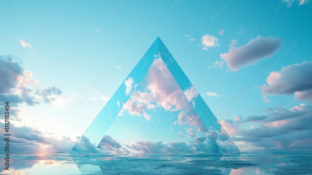 Poster a serene sky with a reflective triangular shape.