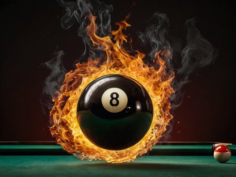 billiard ball on black background