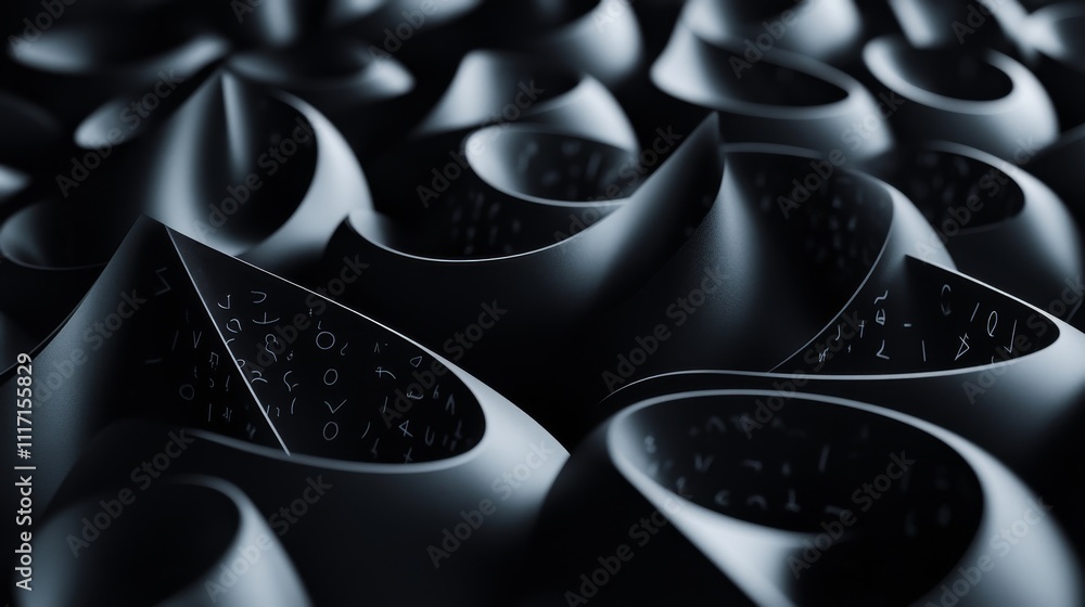 Poster abstract black pattern design with depth.