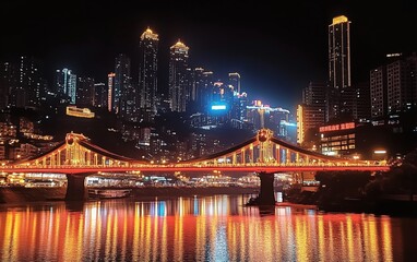 Fototapeta premium country skyline at night 