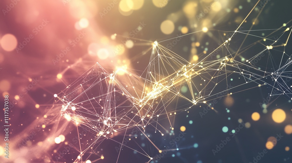 Poster abstract network design with colorful lights.