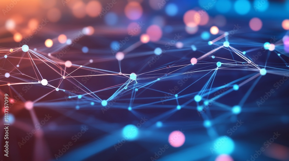 Poster abstract network of colorful data connections.