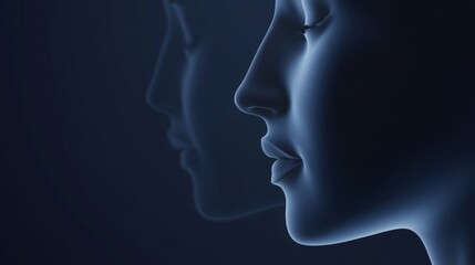 Abstract profile of a contemplative woman.
