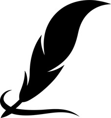 Feather quill pen icon, classic stationery illustration.