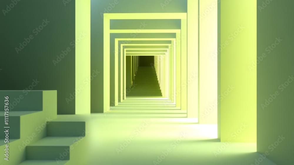 Poster abstract tunnel design with illuminated edges.