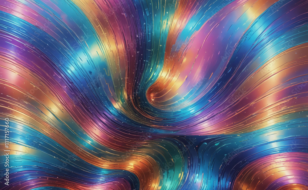 Poster A colorful, swirling pattern of lines and dots. The colors are bright and vibrant, creating a sense of energy and movement. The pattern seems to be abstract and artistic