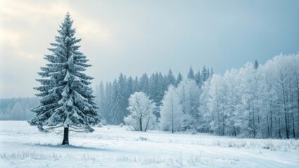 Serene winter landscape with frosted trees