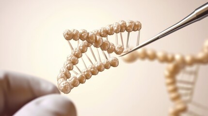 Fototapeta premium Close-up of DNA strand manipulation process.