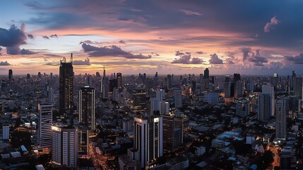 Obraz premium city skyline at sunset 