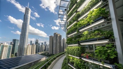 Urban greenery and skyline in a modern cityscape