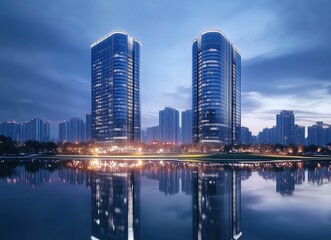 Naklejka premium city skyline at night 