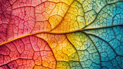 A vibrant close-up of colorful, textured leaves showcasing intricate patterns and hues.