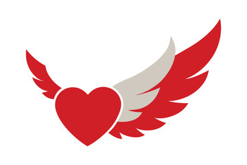 Angelic wing with heart