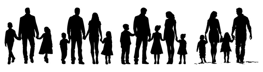 PNG people silhouette set on transparent background