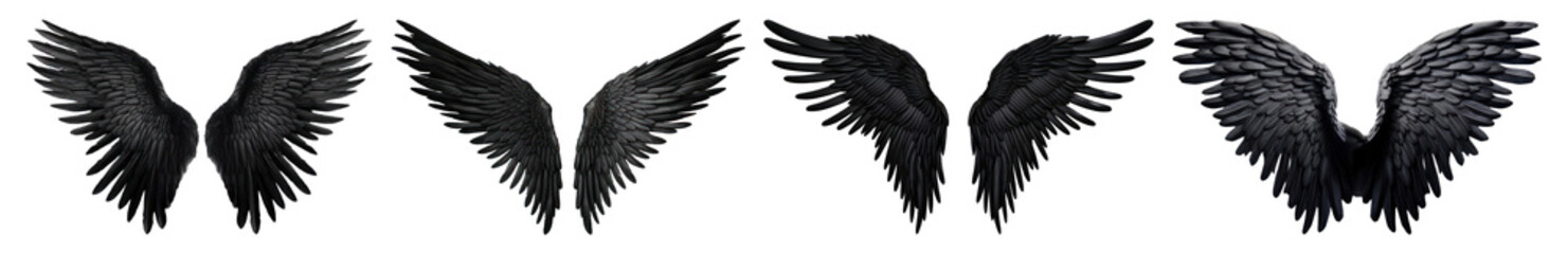 Naklejka premium PNG Wings flying set on transparent background
