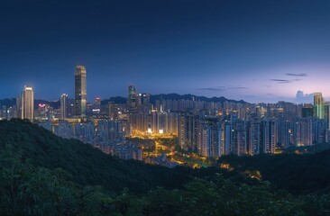 Obraz premium city skyline at sunset 