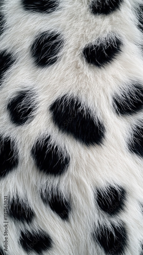 Poster delicate soft white fur is beautifully patterned with bold black spots, capturing attention with its