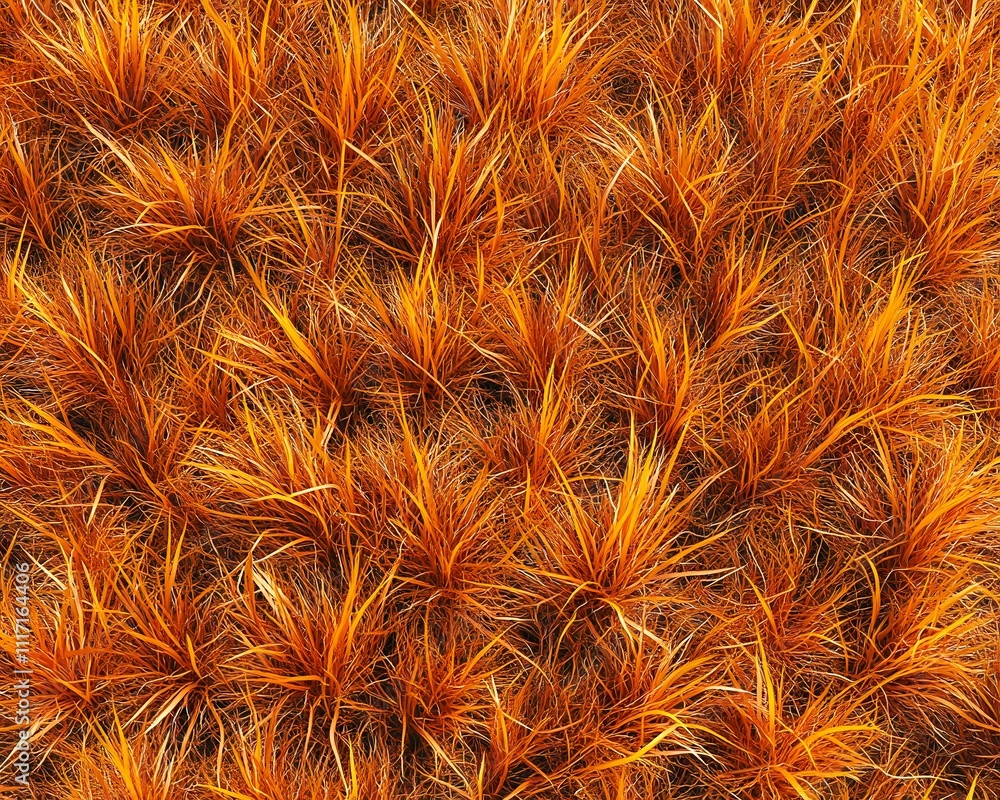 Poster a textured pattern of orange grass-like plants creating a vibrant visual effect.