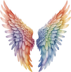 Obraz premium Rainbow angel wings watercolor illustration isolated