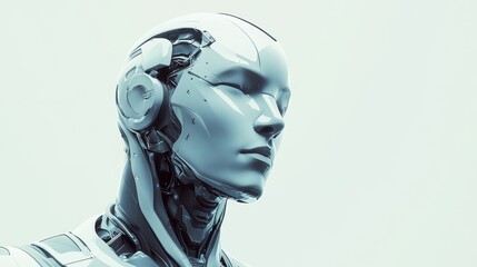 Futuristic humanoid robot portrait concept.