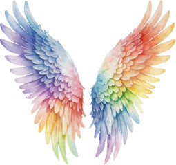 Obraz premium Rainbow angel wings watercolor illustration isolated