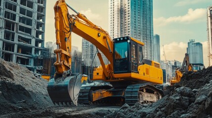 Heavy machinery at a construction site.