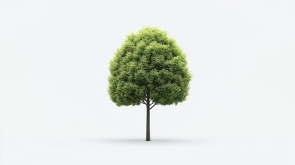 Lush green tree against a white background.