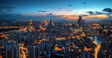 Fototapeta premium sunset over the city 