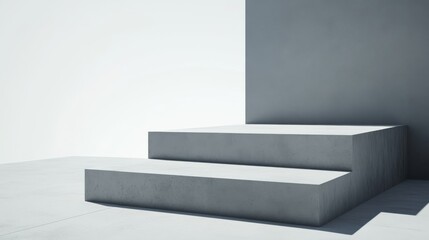 Minimalist concrete staircase in modern design.