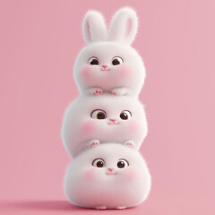 white rabbit with pink ribbon