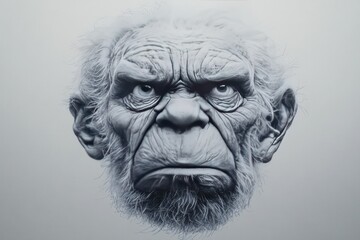 Fototapeta premium A hyper-realistic depiction of an ancient, humanoid face with expressive features.