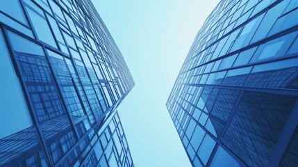 Fototapeta premium Modern skyscrapers touching the blue sky.
