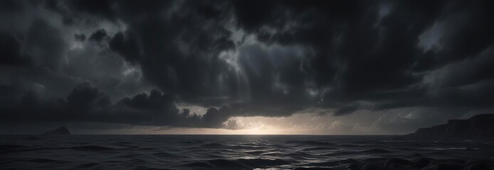 Obraz premium Gentle semicircle of soft pulsing lights casts an eerie glow on a dark and stormy sky , nighttime, stormy, ominous