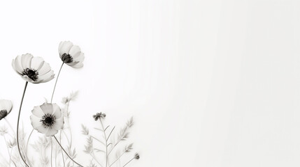 White office desk table Top view with copy space Pink carnations bouquet on white background with space for text 
