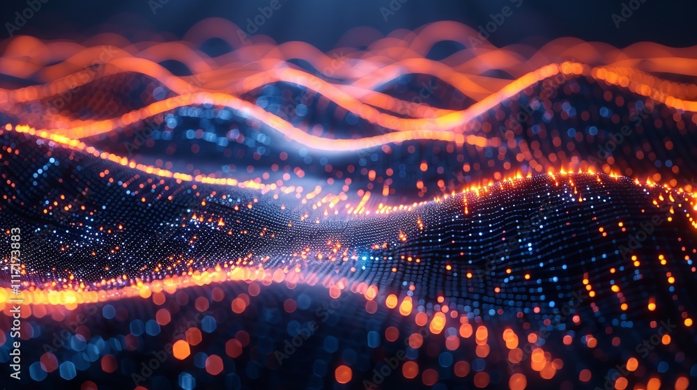 Aufkleber flowing wave of dots form an abstract background