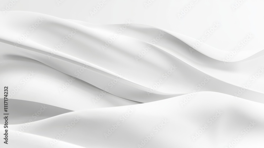 Poster smooth white fabric creating elegant wave patterns.