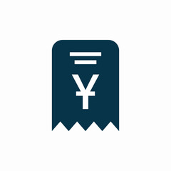Fototapeta premium chinese yuan receipt check bill icon sign vector