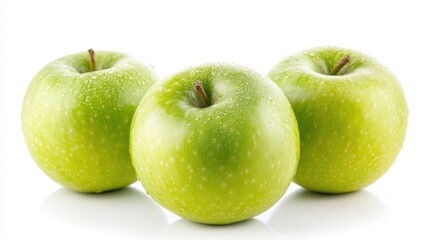 Fresh Green Apples with Water Droplets on Surface