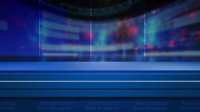 News studio background world map with anchor table 