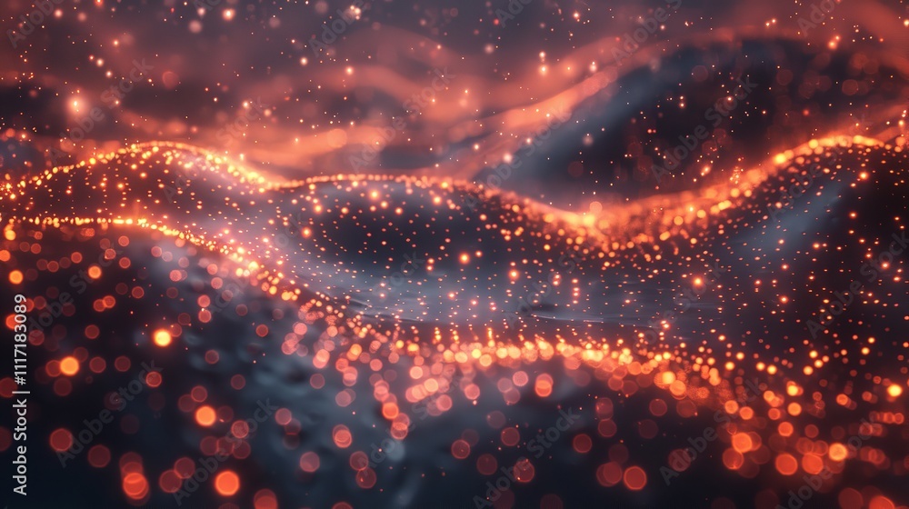 Aufkleber flowing wave of dots form an abstract background