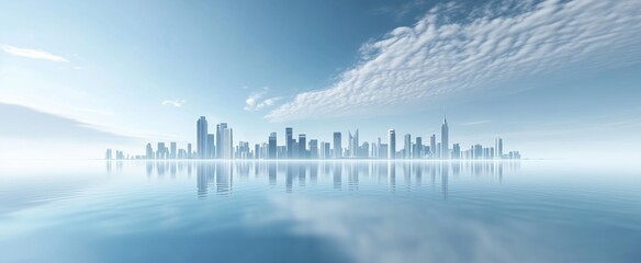 Fototapeta premium city skyline in fog 