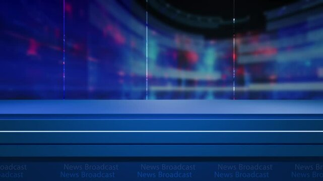 News studio background world map with anchor table 