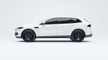 White SUV Car Side View  Modern Luxury Vehicle
