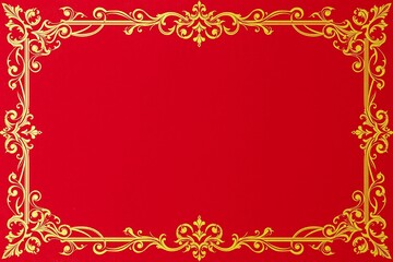 Vintage Ornate Frame on Distressed Red Background.generative AI
